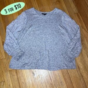 Gray Lace Sleeve Women's Top